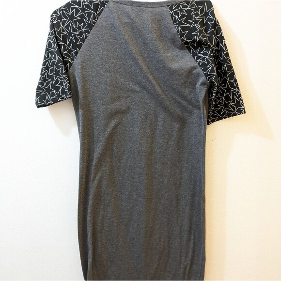 LuLaRoe Julia T Shirt Dress Gray Heathered Stars Scoop Neck Stretch Womens Small - Picture 5 of 6